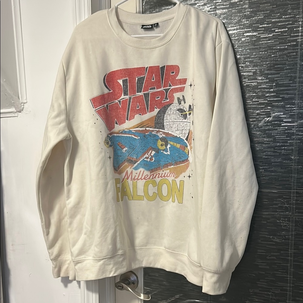 Star Wars Millennium Falcon Graphic Crewneck Sweatshirt - White